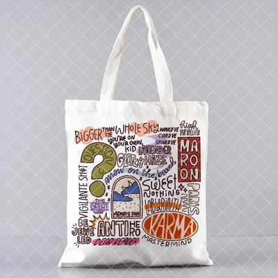 Midnights Tracklist Shopper Bag Taylor Music Swift Albums Kanvas soma Folkloras iedvesmota grafiska estētiska rokassomiņa dāvana faniem