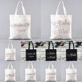 Team Bride Graphic Bachelorette Women EVJF Handbachelorette Party Drukāt Iepirkšanās Kanvas Soma Kāzu Sieviešu plecu soma