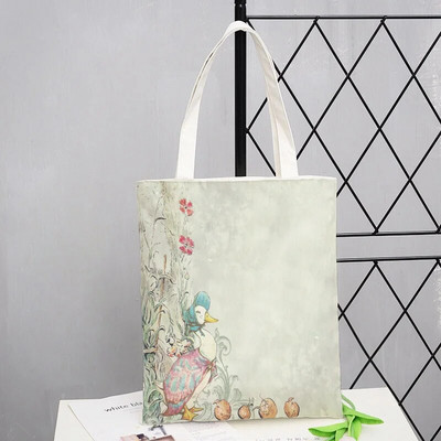 Peter Shopping Bags Rabbit Family Print Τσάντα Tote Αναδιπλούμενη για Γυναικεία Προσωπικότητα Σχολική Ταξιδιωτικές Τσάντες ώμου Cute Tote Bag