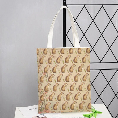 Peter Shopping Bags Rabbit Family Print Τσάντα Tote Αναδιπλούμενη για Γυναικεία Προσωπικότητα Σχολική Ταξιδιωτικές Τσάντες ώμου Cute Tote Bag