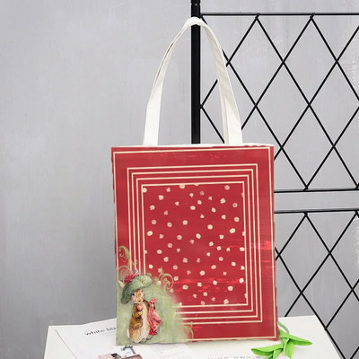 Peter Shopping Bags Rabbit Family Print Τσάντα Tote Αναδιπλούμενη για Γυναικεία Προσωπικότητα Σχολική Ταξιδιωτικές Τσάντες ώμου Cute Tote Bag