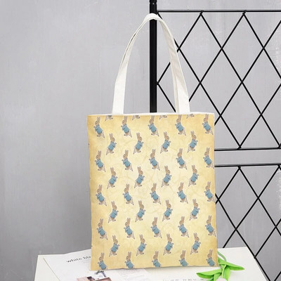 Peter Shopping Bags Rabbit Family Print Τσάντα Tote Αναδιπλούμενη για Γυναικεία Προσωπικότητα Σχολική Ταξιδιωτικές Τσάντες ώμου Cute Tote Bag