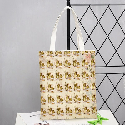 Peter Shopping Bags Rabbit Family Print Τσάντα Tote Αναδιπλούμενη για Γυναικεία Προσωπικότητα Σχολική Ταξιδιωτικές Τσάντες ώμου Cute Tote Bag