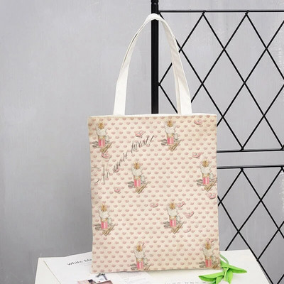 Peter Shopping Bags Rabbit Family Print Τσάντα Tote Αναδιπλούμενη για Γυναικεία Προσωπικότητα Σχολική Ταξιδιωτικές Τσάντες ώμου Cute Tote Bag