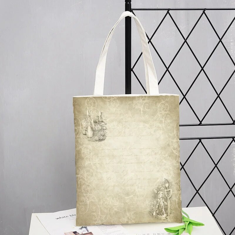 Peter Shopping Bags Rabbit Family Print Τσάντα Tote Αναδιπλούμενη για Γυναικεία Προσωπικότητα Σχολική Ταξιδιωτικές Τσάντες ώμου Cute Tote Bag
