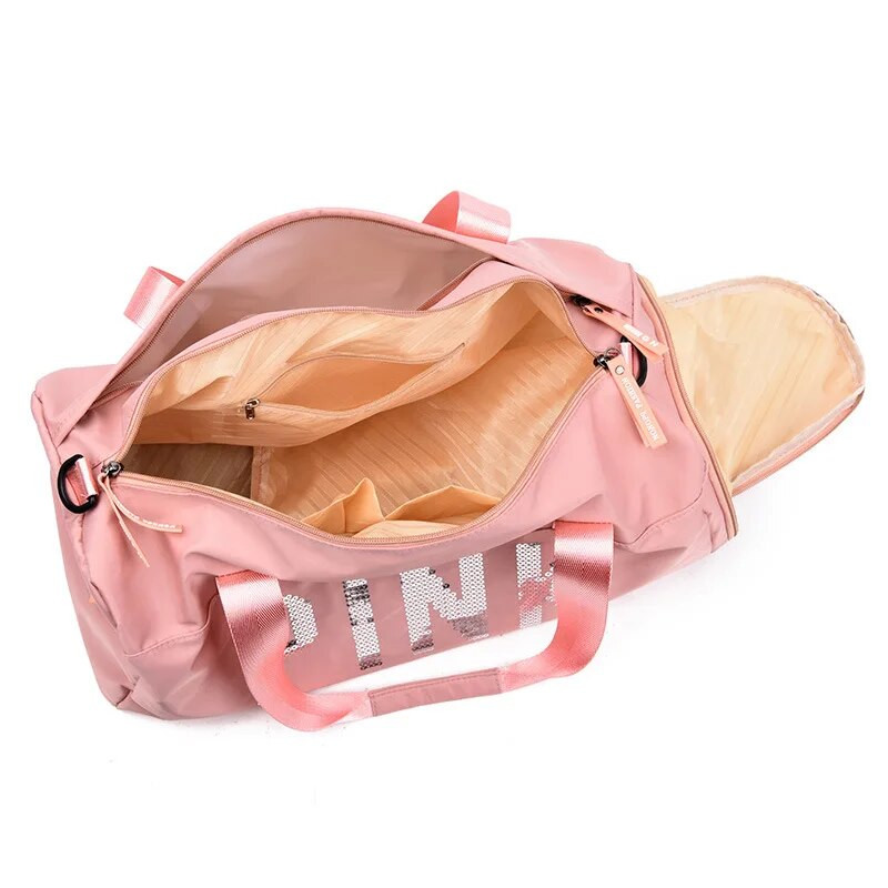 Uus Sequins roosa spordikott Naiste kingalahtriga veekindlad spordikotid fitness-treeninguteks Bolsa Sac De Sport reisikott