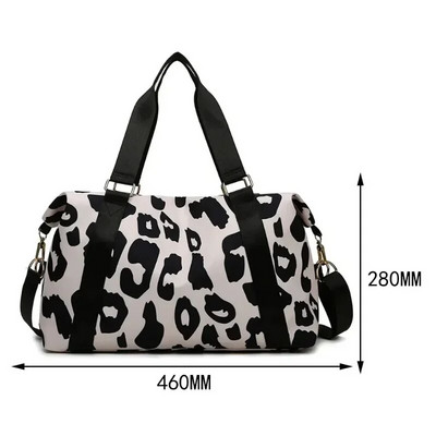 Ceļojumu soma Sieviešu rokassomiņa Leopard Zebra Print Ūdensizturīgs Liels Velmes stieņa iekāpšana Fitness Sausā un Slapjā Atdalāmā Bagāžas Soma Jauna