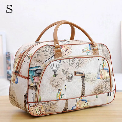 Naiste reisikott Moodne nahast prindiga pagasi kott veekindel, suure mahutavusega naiste vabaaja nädalavahetuse kott reisikäekott