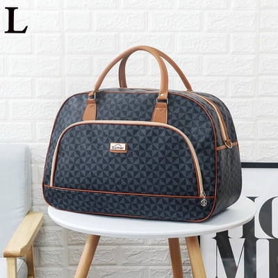 Naiste reisikott Moodne nahast prindiga pagasi kott veekindel, suure mahutavusega naiste vabaaja nädalavahetuse kott reisikäekott