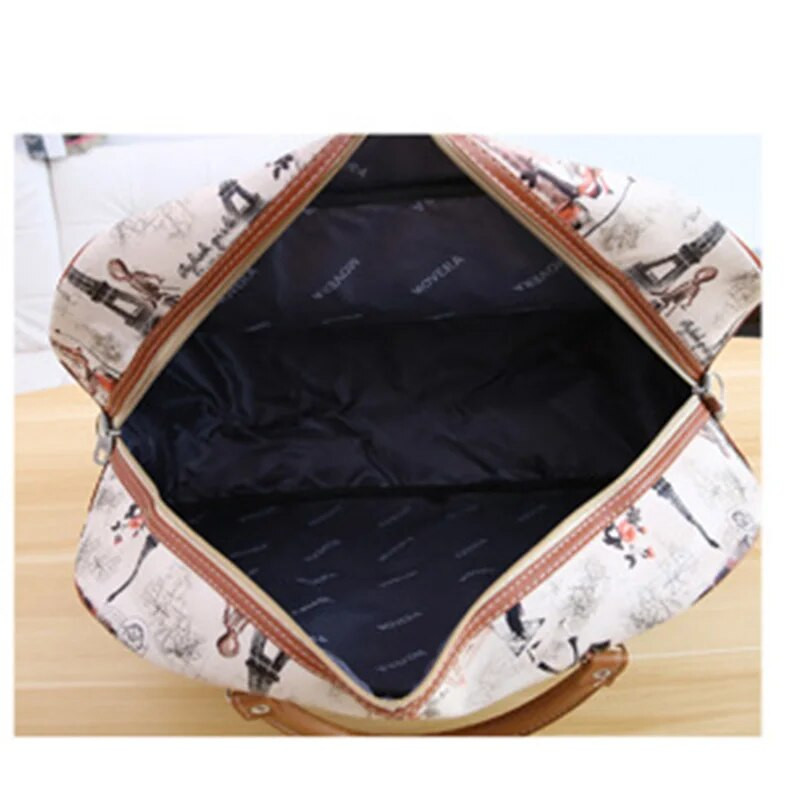 Naiste reisikott Moodne nahast prindiga pagasi kott veekindel, suure mahutavusega naiste vabaaja nädalavahetuse kott reisikäekott