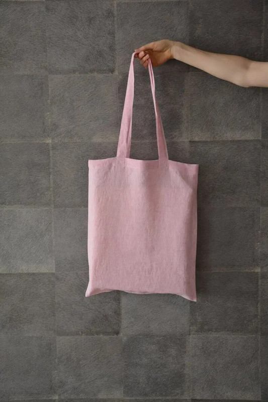 Ružičasta lanena torba s logotipom Pamuk za višekratnu upotrebu Ženska torba za pohranu Torba za plažu Ručne torbe za ležernu upotrebu