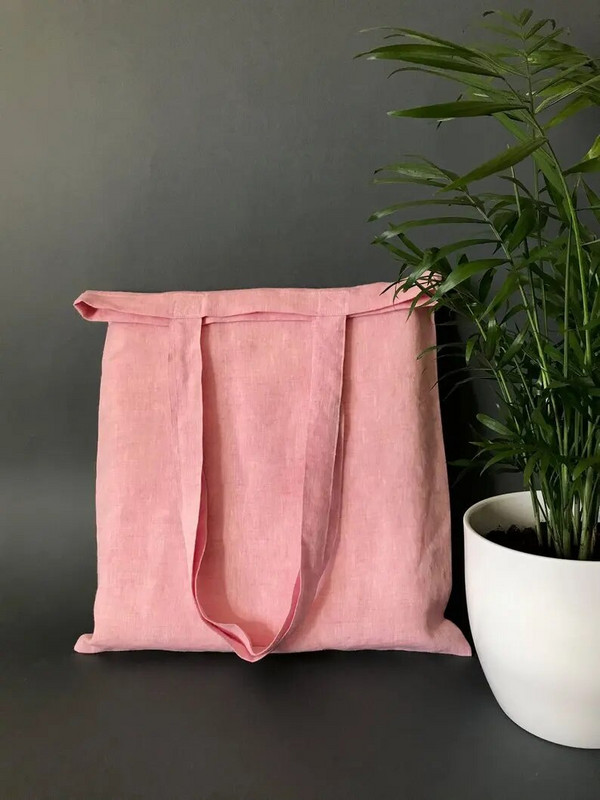 Ružičasta lanena torba s logotipom Pamuk za višekratnu upotrebu Ženska torba za pohranu Torba za plažu Ručne torbe za ležernu upotrebu