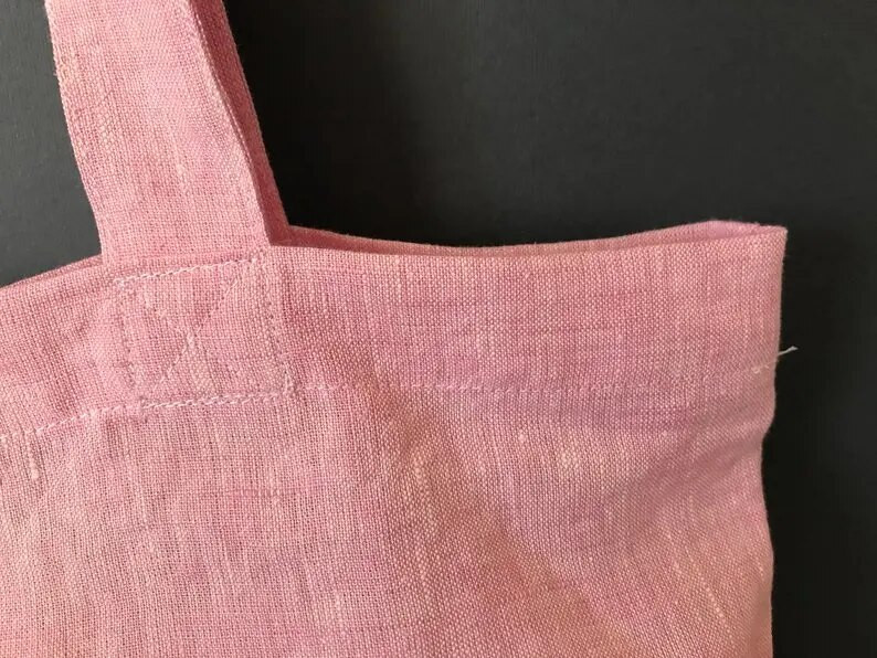 Ružičasta lanena torba s logotipom Pamuk za višekratnu upotrebu Ženska torba za pohranu Torba za plažu Ručne torbe za ležernu upotrebu