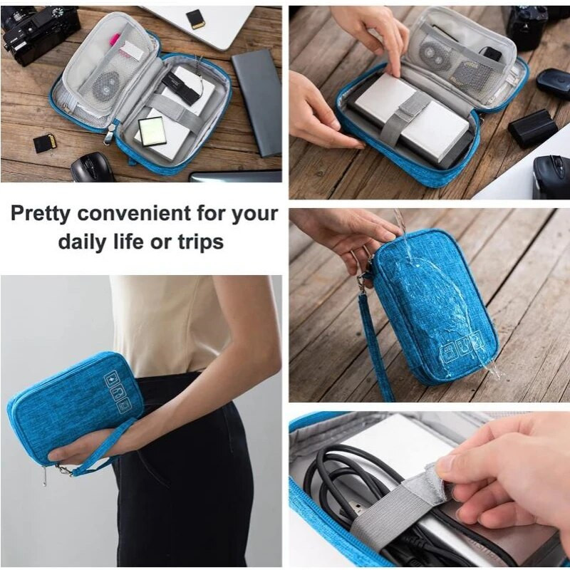 Jauns pārnēsājams kabelis Digitālās uzglabāšanas somas Organizators USB sīkrīki Vadi Lādētājs Strāva Akumulators Rāvējslēdzējs Kosmētikas somas maciņa piederumi