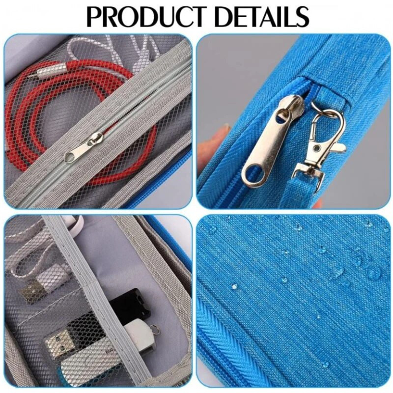 Jauns pārnēsājams kabelis Digitālās uzglabāšanas somas Organizators USB sīkrīki Vadi Lādētājs Strāva Akumulators Rāvējslēdzējs Kosmētikas somas maciņa piederumi