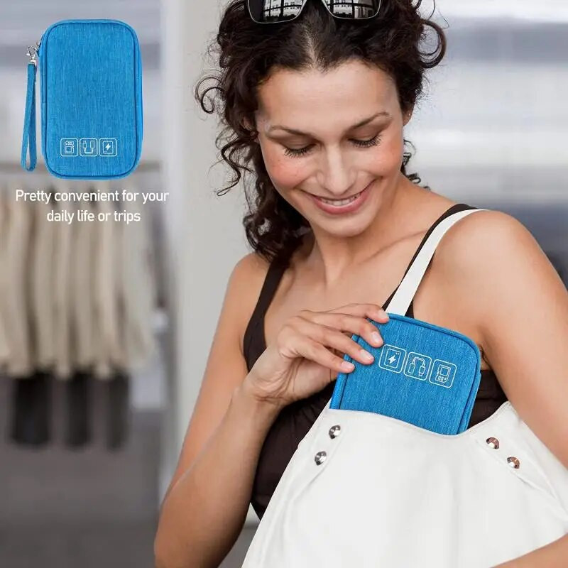 Jauns pārnēsājams kabelis Digitālās uzglabāšanas somas Organizators USB sīkrīki Vadi Lādētājs Strāva Akumulators Rāvējslēdzējs Kosmētikas somas maciņa piederumi