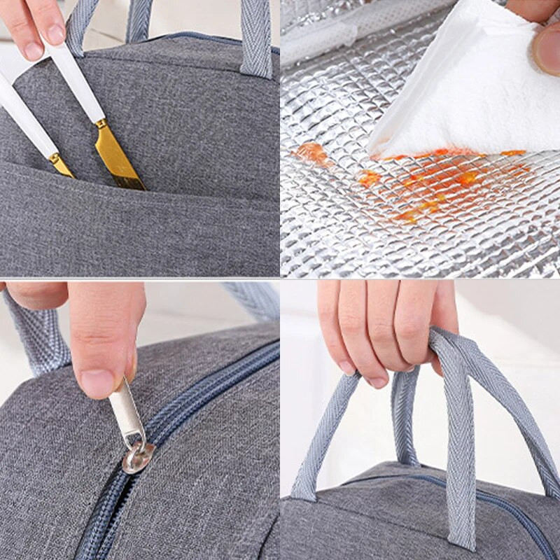 Izolētas pusdienu maisiņu izolācijas Bento iepakojuma alumīnija folijas rīsu maisiņu ēdienreižu iepakojums ledus iepakojuma studentu Bento pusdienu rokassomu izolācijas somas