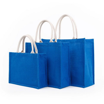 Чанти за хранителни стоки за многократна употреба Жени Момиче Пътна чанта с голям капацитет Пазарска чанта от чул от юта с дръжки на едро