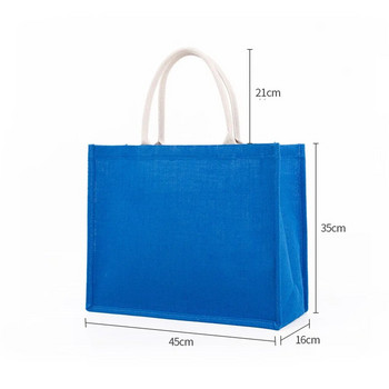 Чанти за хранителни стоки за многократна употреба Жени Момиче Пътна чанта с голям капацитет Пазарска чанта от чул от юта с дръжки на едро