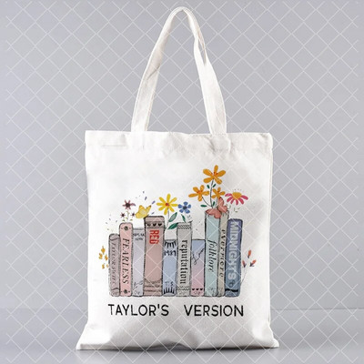 Taylor Music Swift Albums Kanvas soma Midnights Tracklist Shopper Bag Folkloras iedvesmota grafiska estētiska rokassomiņa dāvana faniem