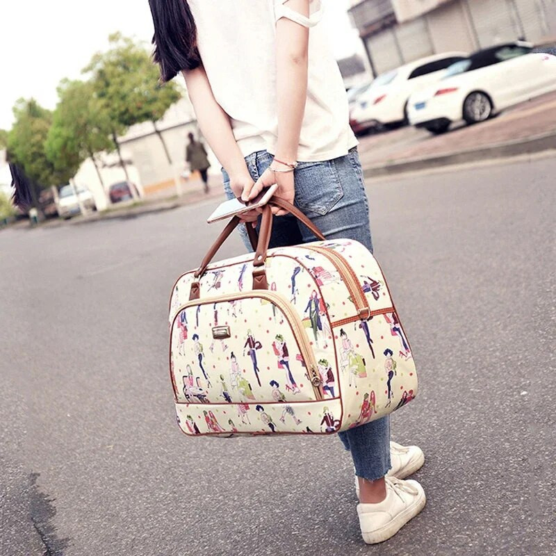 Lielas ietilpības ceļojumu soma sievietei nedēļas nogale nakšņošana īsa ekskursija Apģērbs Kosmētiskā duffle Organizer Bagāžas maisiņu piederumi