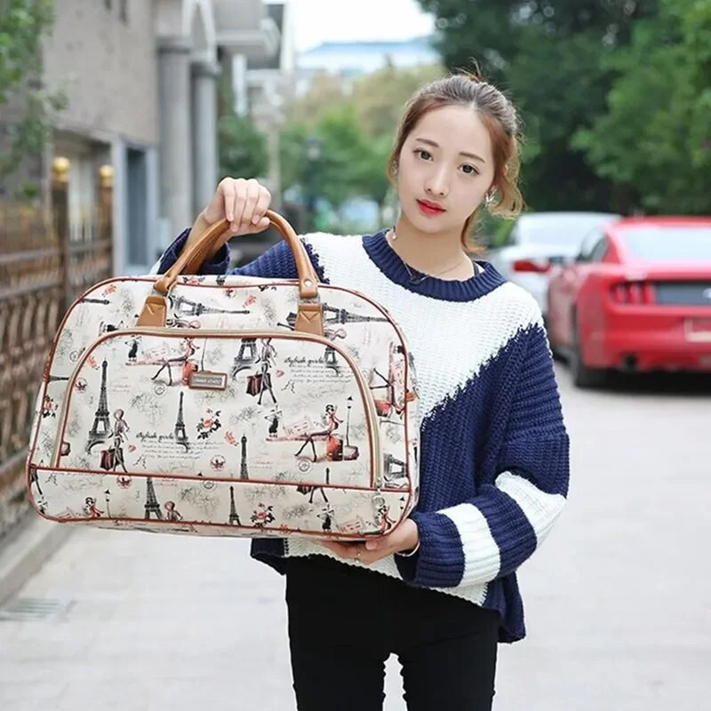 Lielas ietilpības ceļojumu soma sievietei nedēļas nogale nakšņošana īsa ekskursija Apģērbs Kosmētiskā duffle Organizer Bagāžas maisiņu piederumi