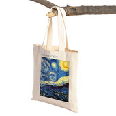 Van Goghi mandliõie iiris Starry Night Lady ostukott Kahepoolne geomeetriline ökonoomne naiste ostukotid Casual Tote käekotid