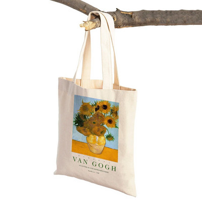 Van Goghi mandliõie iiris Starry Night Lady ostukott Kahepoolne geomeetriline ökonoomne naiste ostukotid Casual Tote käekotid