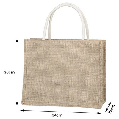 Fast Drop Shipping Bagādes somas Tukšas džutas pludmales Eko lielas iepirkšanās rokassomas Dāvanu somas ar rokturi Vairāku izmēru rokassomiņa