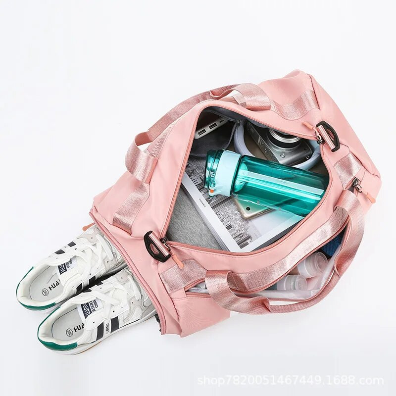 Lühimaa treeningu sõltumatu kingalahter, roosa kuiv- ja märja eraldusvõimega reisi ujumisharjutuste joogakott