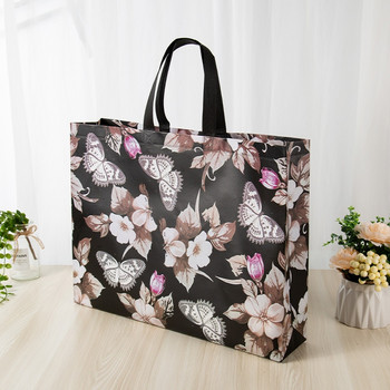 1 ΤΕΜ. Επαναχρησιμοποιήσιμη τσάντα αγορών με εκτύπωση πεταλούδας Αδιάβροχο μη υφαντό ύφασμα αποθήκευσης αποσκευών τσάντα ταξιδιού Γυναικείο καρότσι αγορών