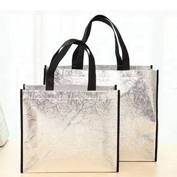 Дамска сгъваема лазерна пазарска чанта Многократна еко торба за многократна употреба Водоустойчива чанта от нетъкан текстил Голям капацитет Пътни чанти за съхранение Издръжливи