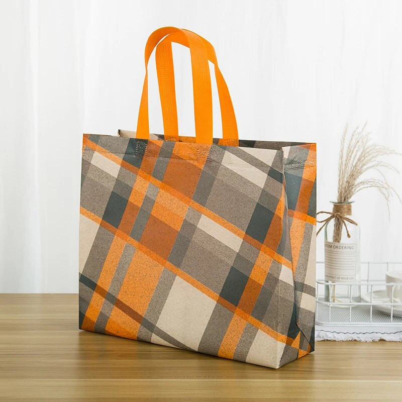 Atkārtoti lietojami dzelteni rūtaini iepirkumu maisiņi Neausta ekoloģiska rokassomiņa Sieviešu salokāma liela ietilpība ceļojumu uzglabāšanas organizatoru somas pircējiem