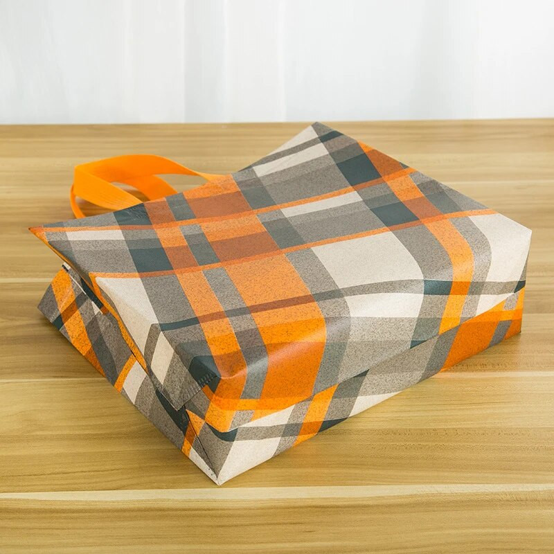 Atkārtoti lietojami dzelteni rūtaini iepirkumu maisiņi Neausta ekoloģiska rokassomiņa Sieviešu salokāma liela ietilpība ceļojumu uzglabāšanas organizatoru somas pircējiem