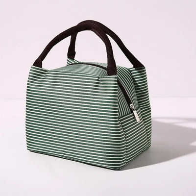 Stripe γυναικείες τσάντες μεσημεριανού γεύματος Αδιάβροχες μονωμένες τροφές για πικνίκ Τσάντα αποθήκευσης δοχείου Θερμικό κουτί γεύματος Τσάντες ψυγείου