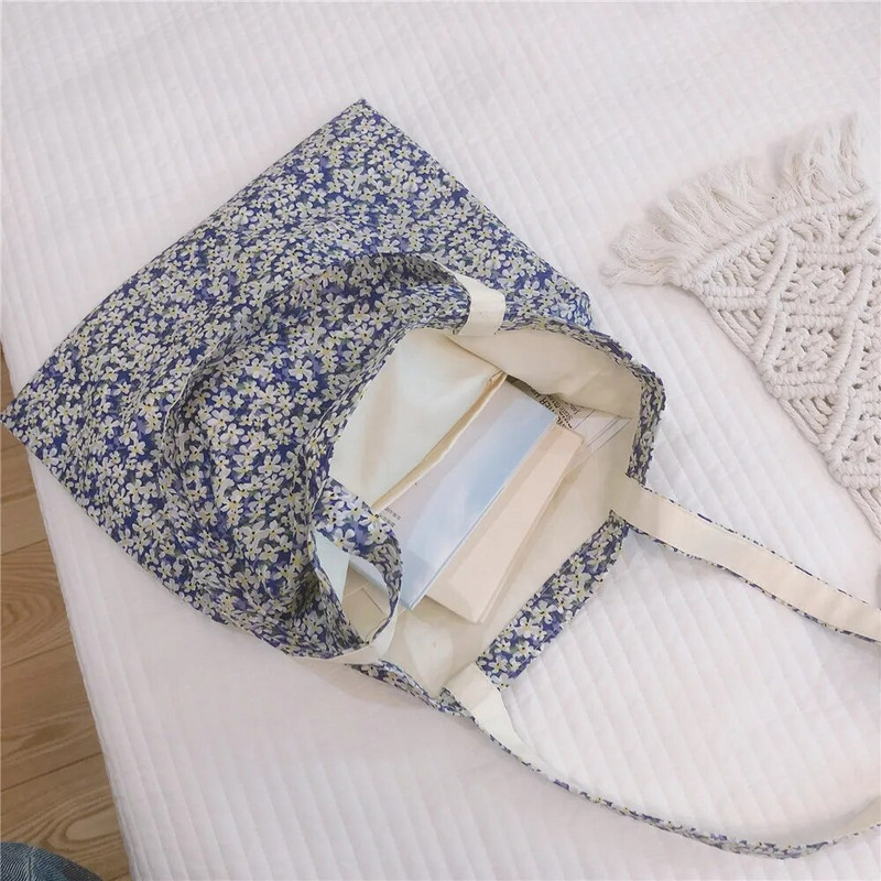 Sieviešu iepirkšanās plecu soma pārtikas precēm Liela ziedu sieviešu atkārtoti lietojama salokāma pircēja grāmatu soma rokassomiņa dāmām meitenēm