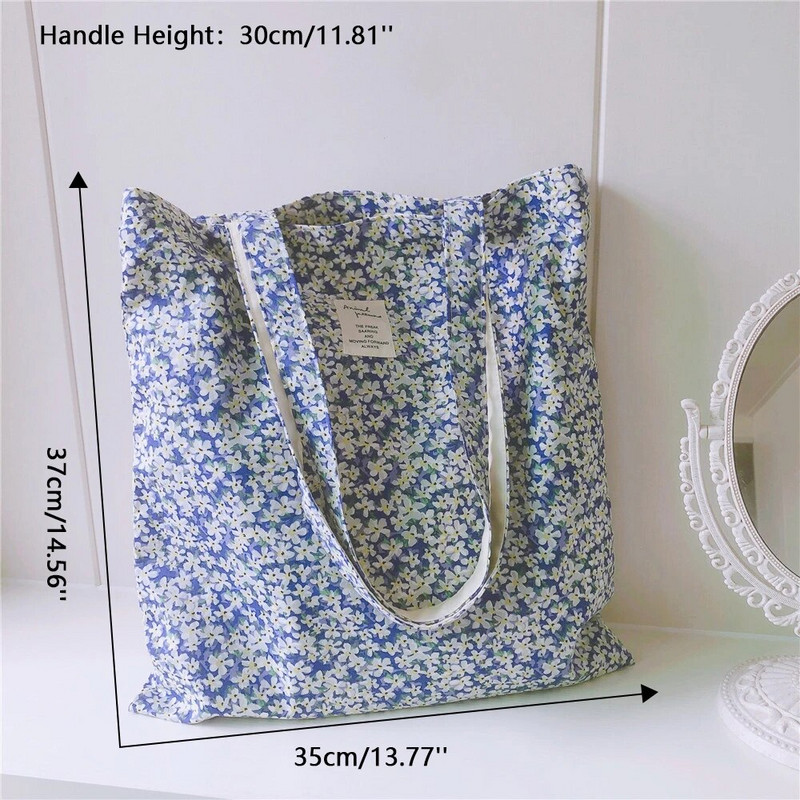 Sieviešu iepirkšanās plecu soma pārtikas precēm Liela ziedu sieviešu atkārtoti lietojama salokāma pircēja grāmatu soma rokassomiņa dāmām meitenēm