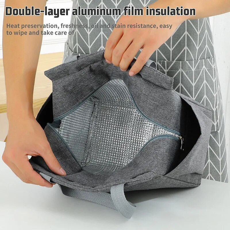 Izolācijas pusdienu maisiņu kaste Pusdienu soma Alumīnija folija Liela ietilpība saldētava Darbam studentu pusdienu komplekts Divas sānu kabatas