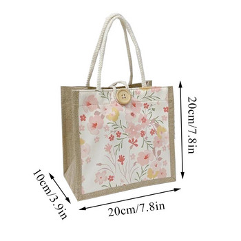 Дамска чанта в японски стил за Коледа Ежедневна ленена платнена чанта за подарък Модна пазарска чанта с принт на цветя Дамска чанта за момичета Преносима
