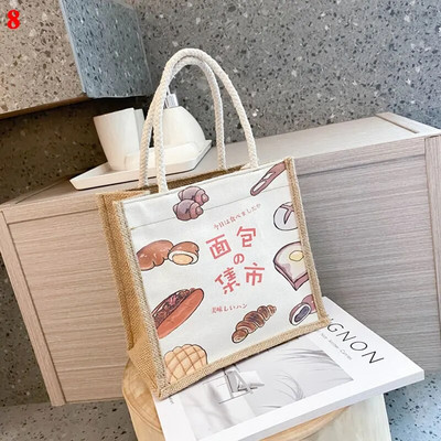 Geantă de mână în stil japonez pentru Crăciun, ocazional, geantă cadou din pânză, geantă pentru cumpărături, cu imprimeu flori, femei, fete, portabilă
