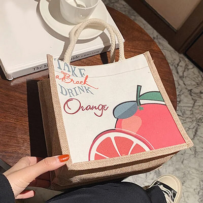 Geantă de mână în stil japonez pentru Crăciun, ocazional, geantă cadou din pânză, geantă pentru cumpărături, cu imprimeu flori, femei, fete, portabilă
