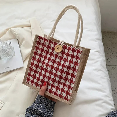 Ins torbe za ručak za žene Houndstooth Mala torba za ručak Torba za pohranu hrane Funkcionalna prijenosna torba za piknik na otvorenom Lonchera