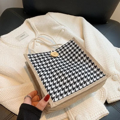 Ins torbe za ručak za žene Houndstooth Mala torba za ručak Torba za pohranu hrane Funkcionalna prijenosna torba za piknik na otvorenom Lonchera