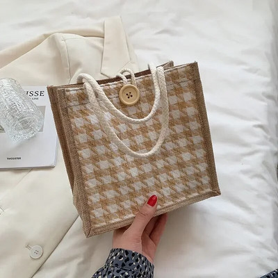 Ins torbe za ručak za žene Houndstooth Mala torba za ručak Torba za pohranu hrane Funkcionalna prijenosna torba za piknik na otvorenom Lonchera