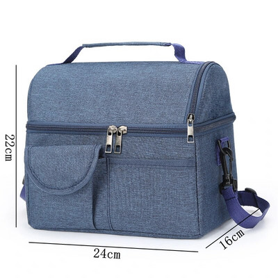 Lielas ietilpības kvadrātveida termiskās pusdienu somas Pārnēsājamas aukstummaisas izolētas pārtikas somas darbam skolas piknika Bento somas ar rāvējslēdzēju