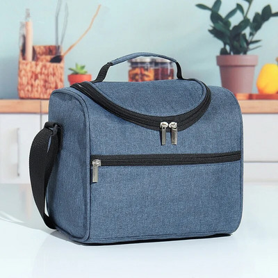 Lielas ietilpības kvadrātveida termiskās pusdienu somas Pārnēsājamas aukstummaisas izolētas pārtikas somas darbam skolas piknika Bento somas ar rāvējslēdzēju