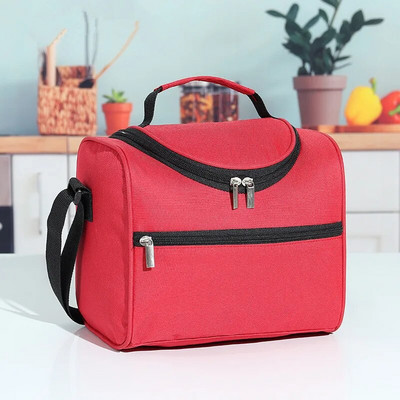 Lielas ietilpības kvadrātveida termiskās pusdienu somas Pārnēsājamas aukstummaisas izolētas pārtikas somas darbam skolas piknika Bento somas ar rāvējslēdzēju