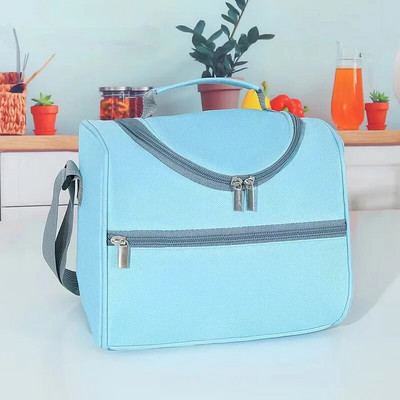 Lielas ietilpības kvadrātveida termiskās pusdienu somas Pārnēsājamas aukstummaisas izolētas pārtikas somas darbam skolas piknika Bento somas ar rāvējslēdzēju