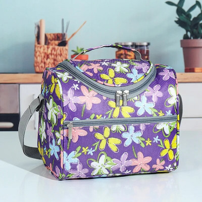 Lielas ietilpības kvadrātveida termiskās pusdienu somas Pārnēsājamas aukstummaisas izolētas pārtikas somas darbam skolas piknika Bento somas ar rāvējslēdzēju