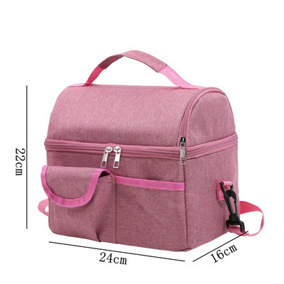 Lielas ietilpības kvadrātveida termiskās pusdienu somas Pārnēsājamas aukstummaisas izolētas pārtikas somas darbam skolas piknika Bento somas ar rāvējslēdzēju